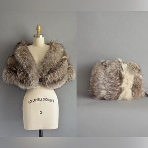 1950s fox fur stole with matching muff